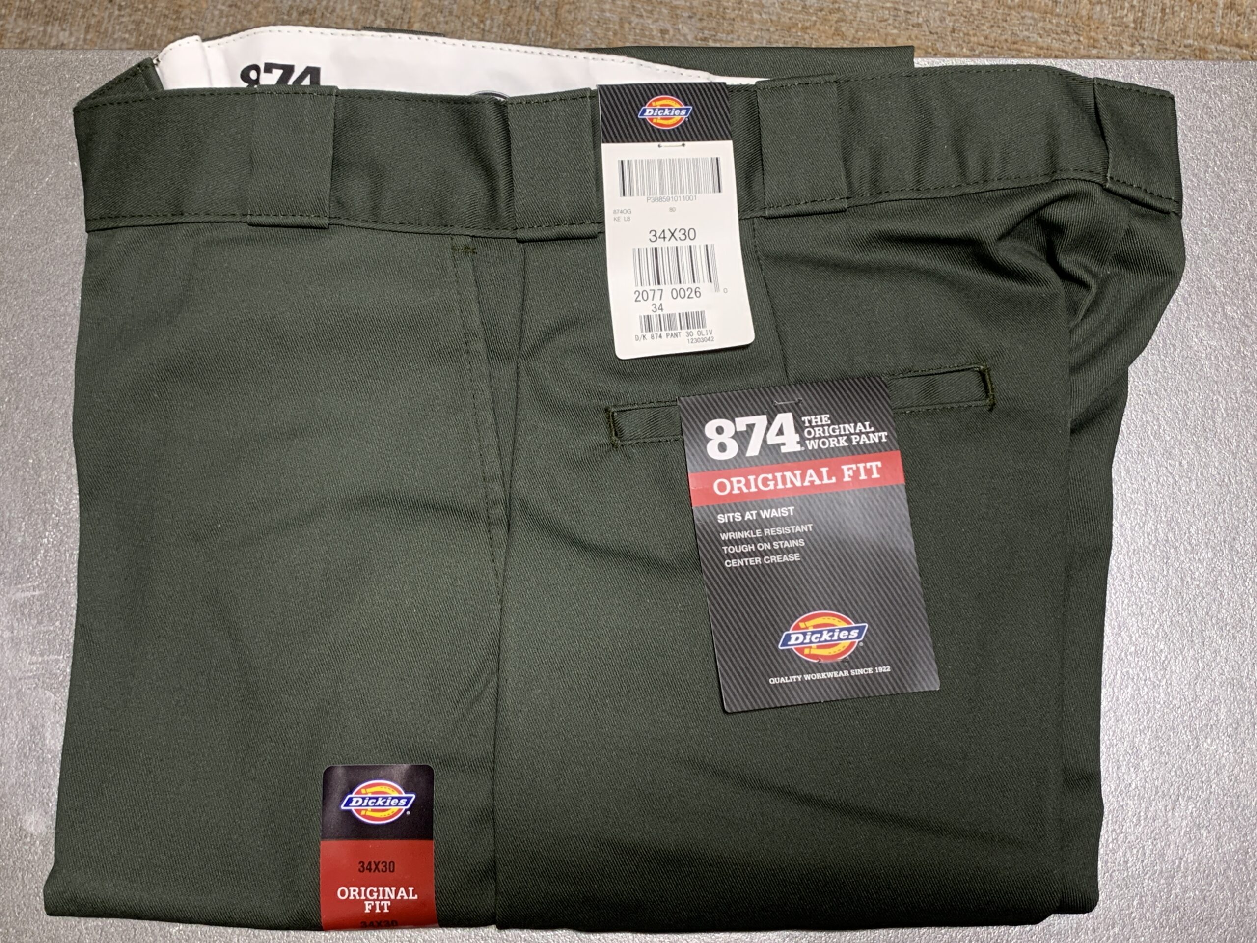 Dickies 874 ワークパンツ新品タグ付き オリーブカラー 34×30インチ