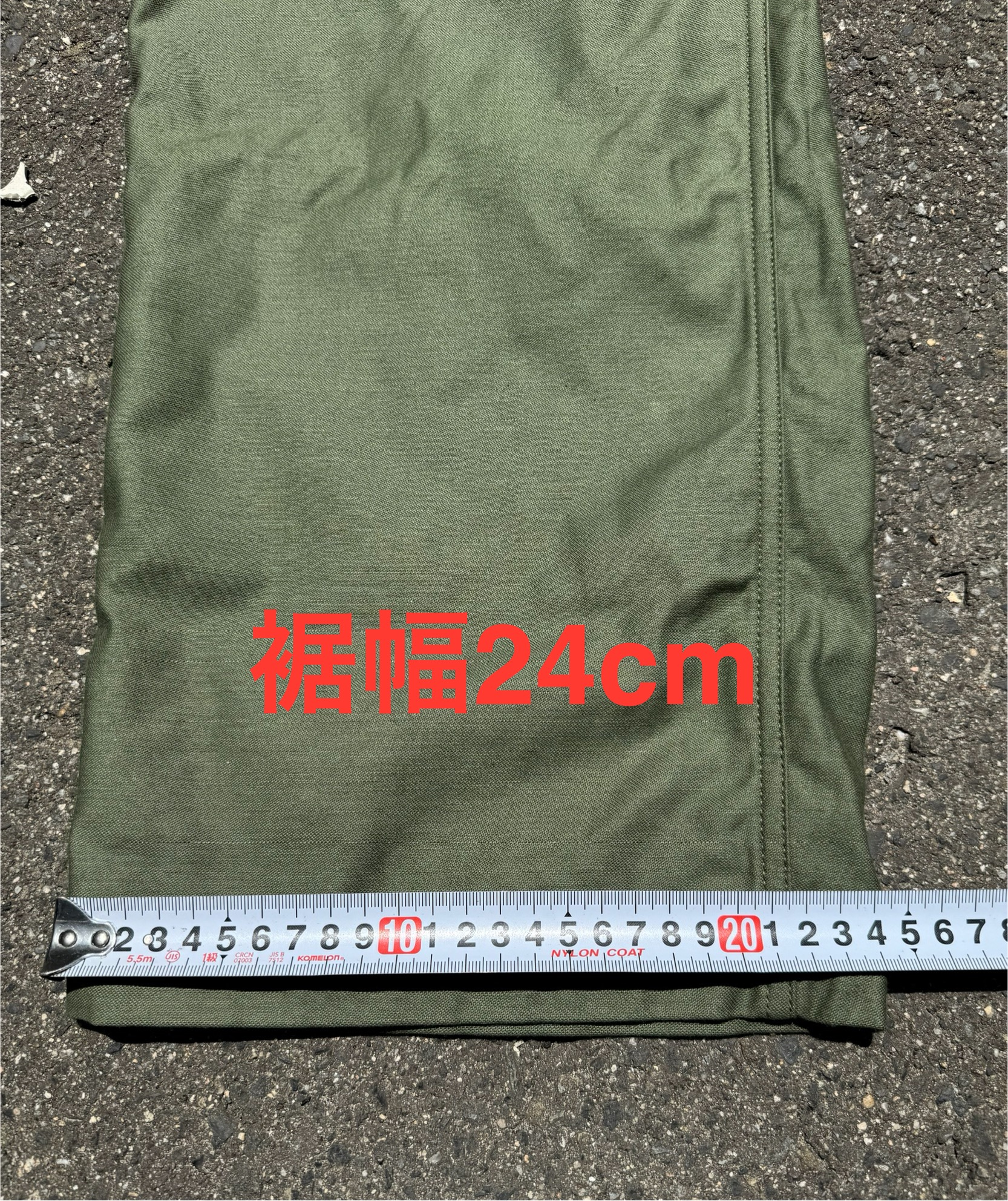 THE REAL McCOY'S ベイカーパンツ、ワンウォッシュ後の裾幅を実測(約24cm)