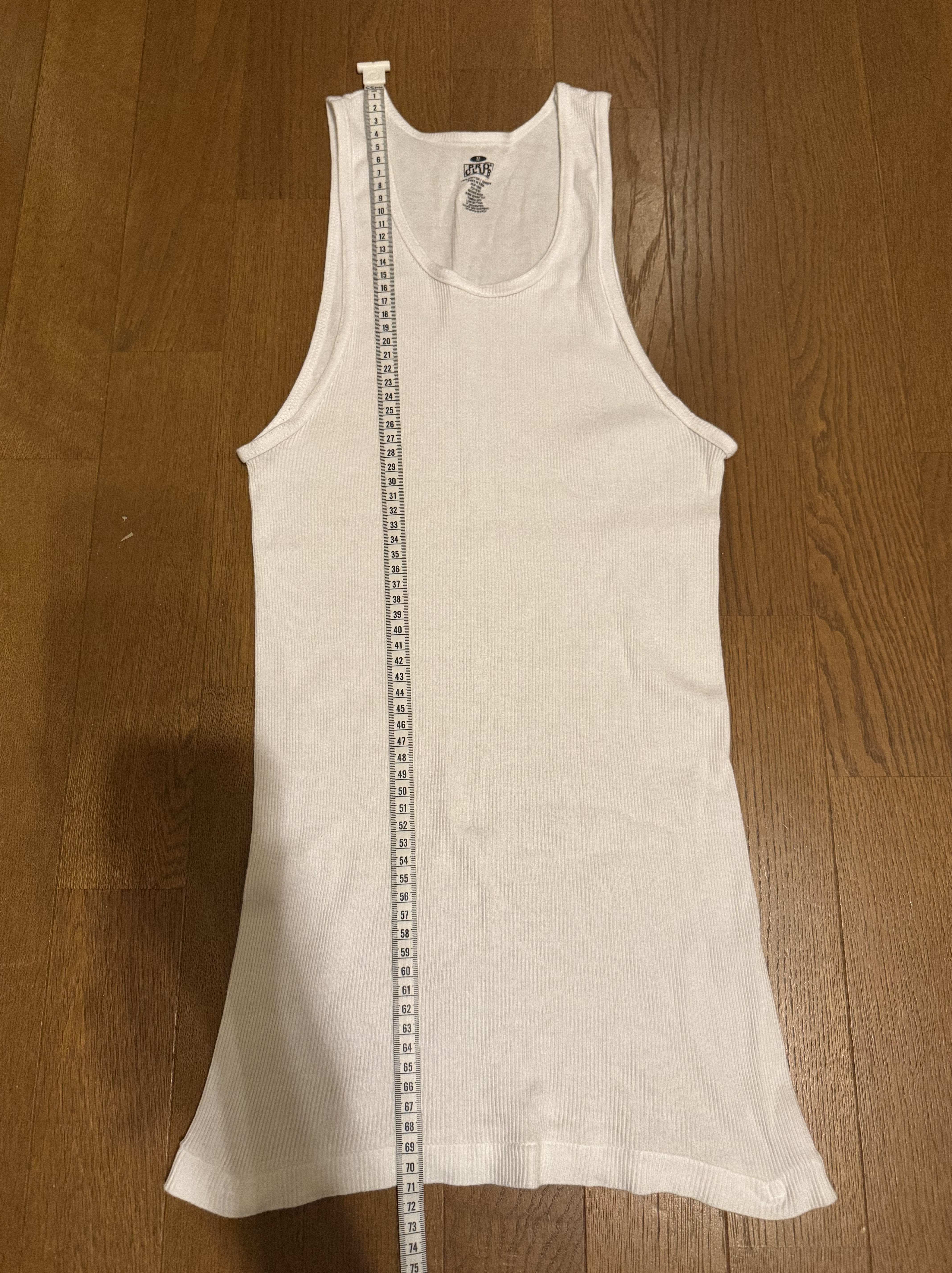 Pro Club 5.7ozタンクトップ 3回洗濯後の着丈は71cm 縮みあり