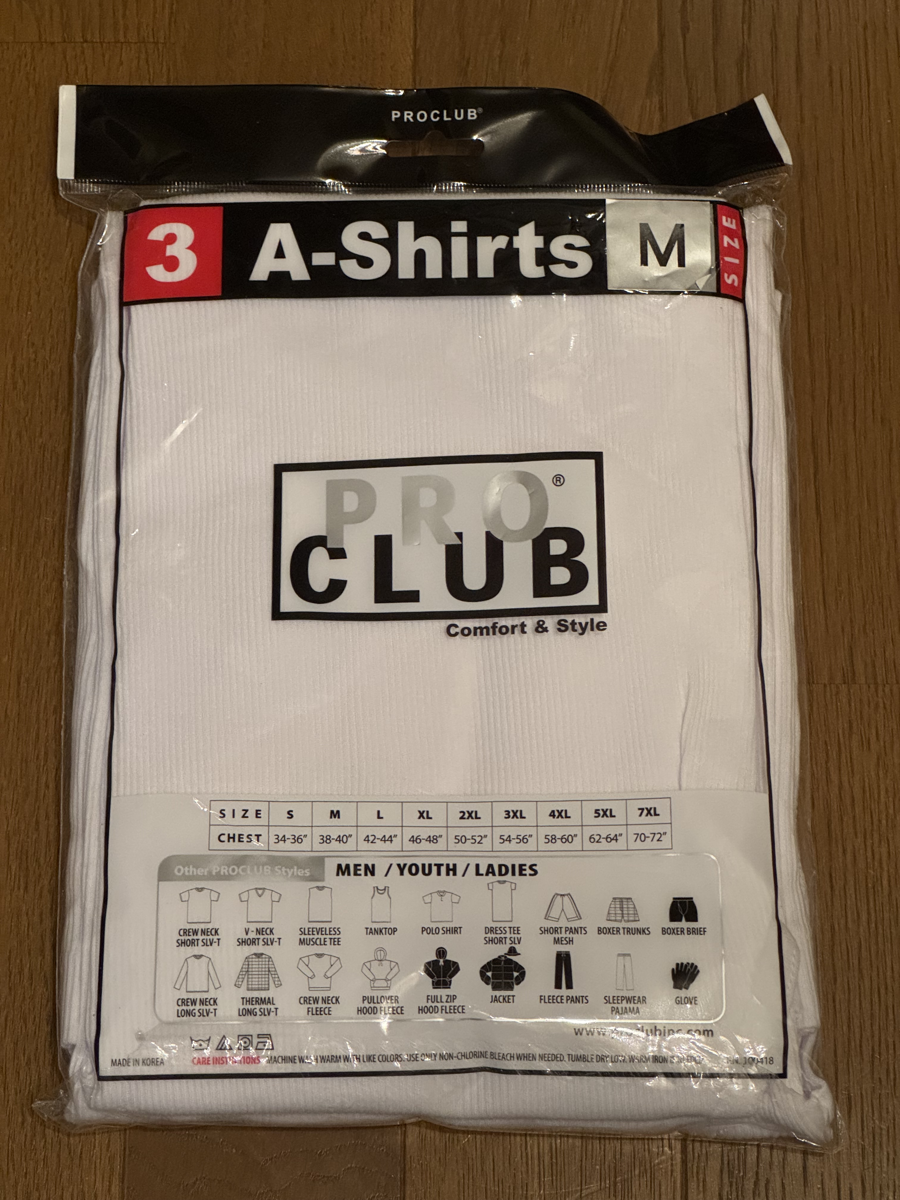 Pro Club 5.7ozタンクトップ 3枚入りパックの裏面パッケージ画像(Mサイズ)