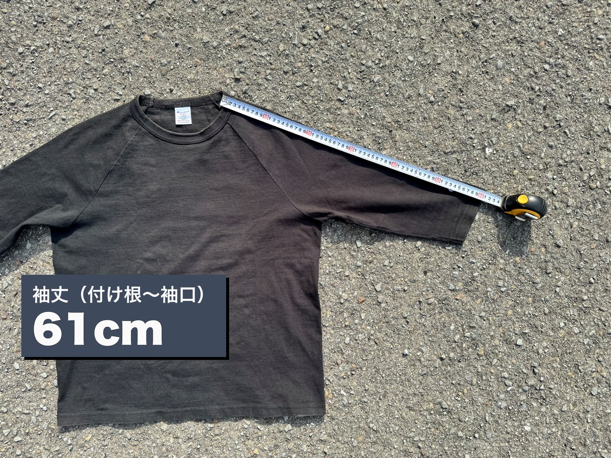 Champion T1011 ラグラン七分丈 袖丈61cm 付け根から袖口 平置き実測