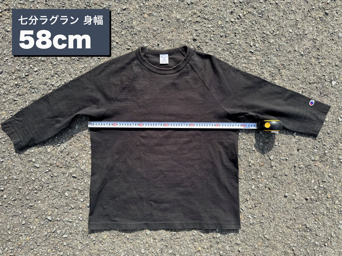 Champion T1011 ラグラン七分丈 身幅58cm 平置き実測