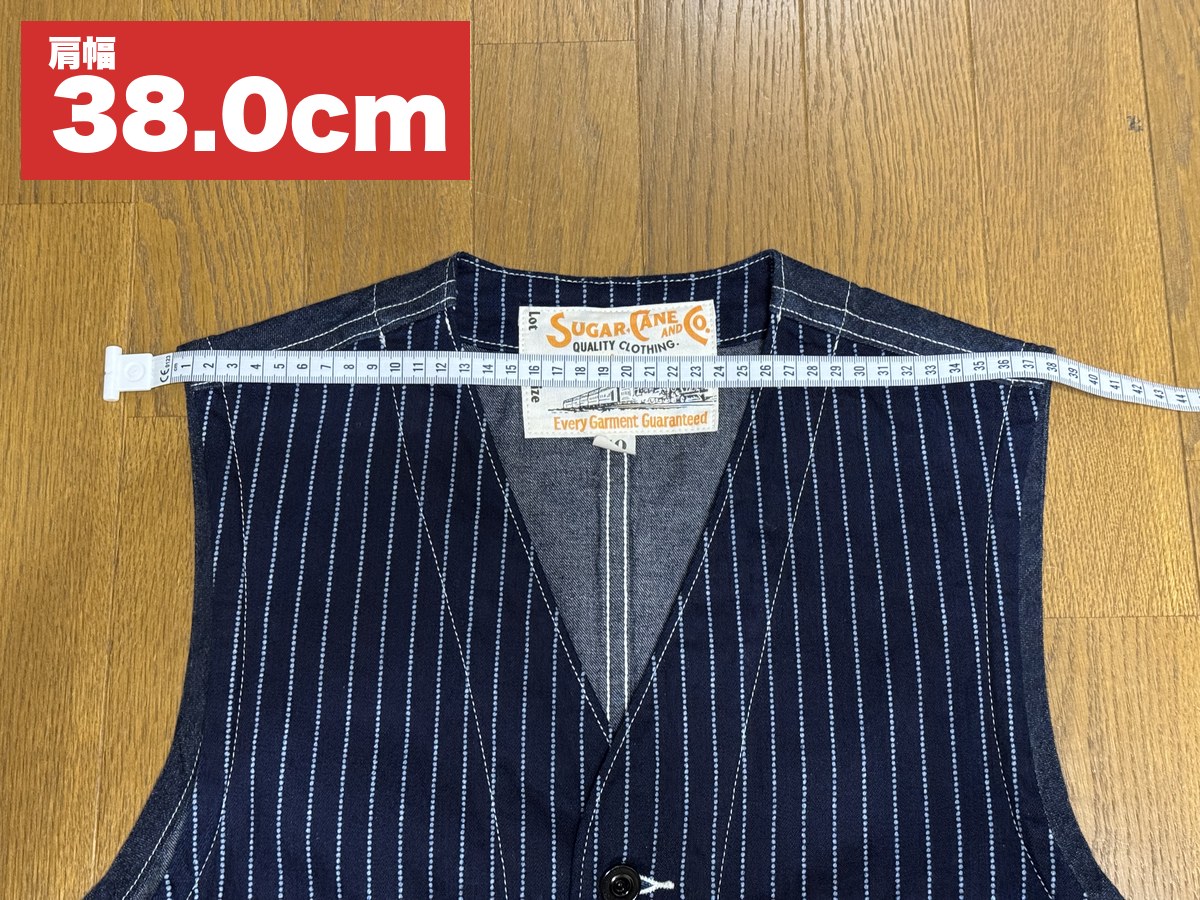 シュガーケーンSC12654 40サイズの肩幅を平置きで実測して38cm